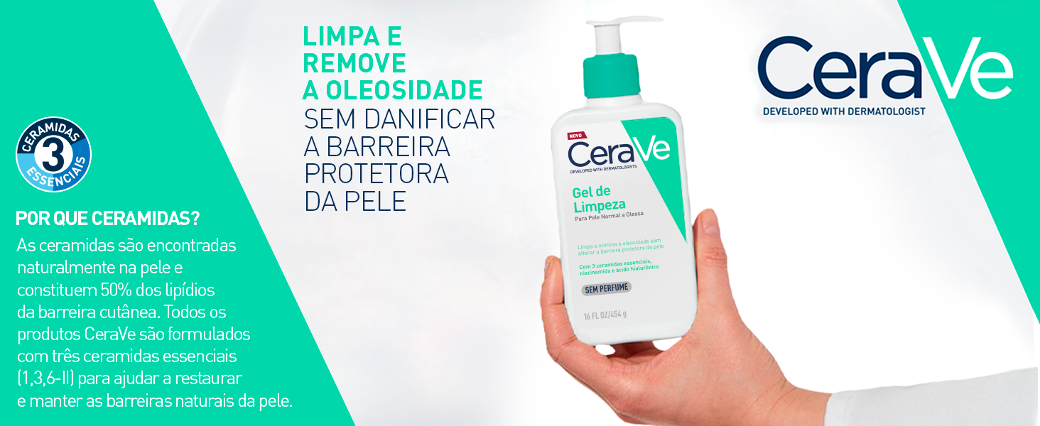CeraVe, Gel Limpeza Facial, Skincare, Limpeza de Pele, Hidratação, Dermatologia